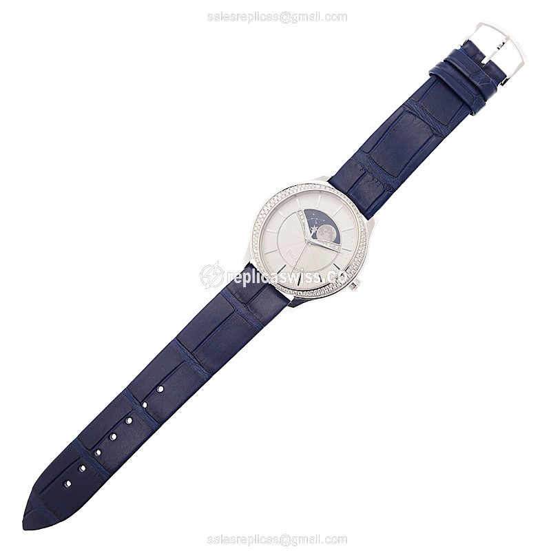 Piaget LIMELIGHT Replica - Automatic - 18kt White Gold - Diamond - White Dial - Blue Alligator Strap - View 2