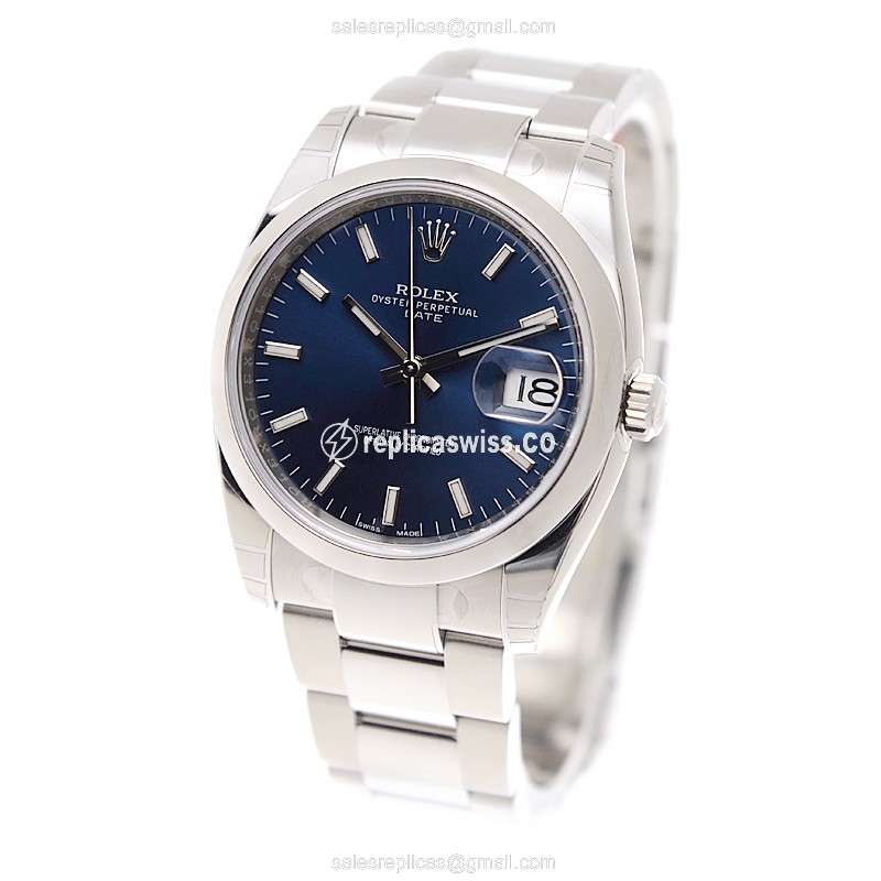 Rolex DATEJUST Replica - Automatic - Steel Case - Blue Dial, Silver Clasp & Steel Strap - View 3
