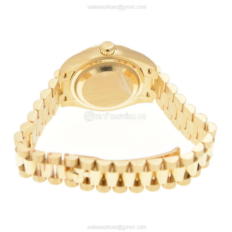 Rolex Lady Datejust Replica - Automatic, Yellow Gold Case & Silver Dial - View 4
