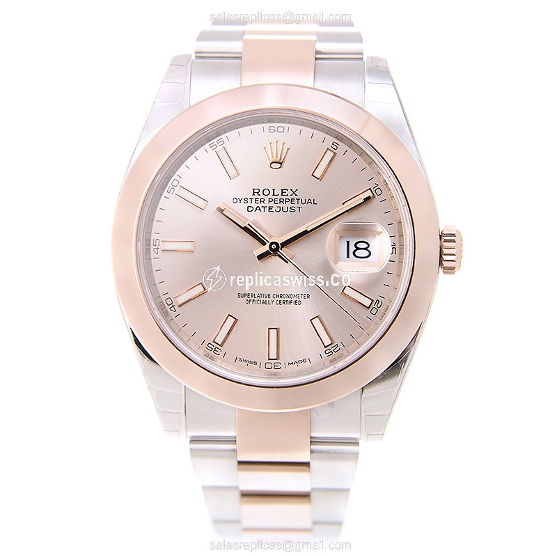 Rolex Datejust Replica - Automatic - Pink Dial - 18kt Gold & Steel - 40mm - View 2