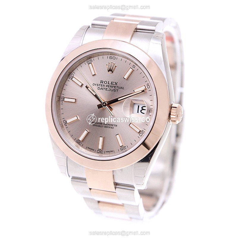 Rolex Datejust Replica - Automatic - Pink Dial - 18kt Gold & Steel - 40mm - View 3