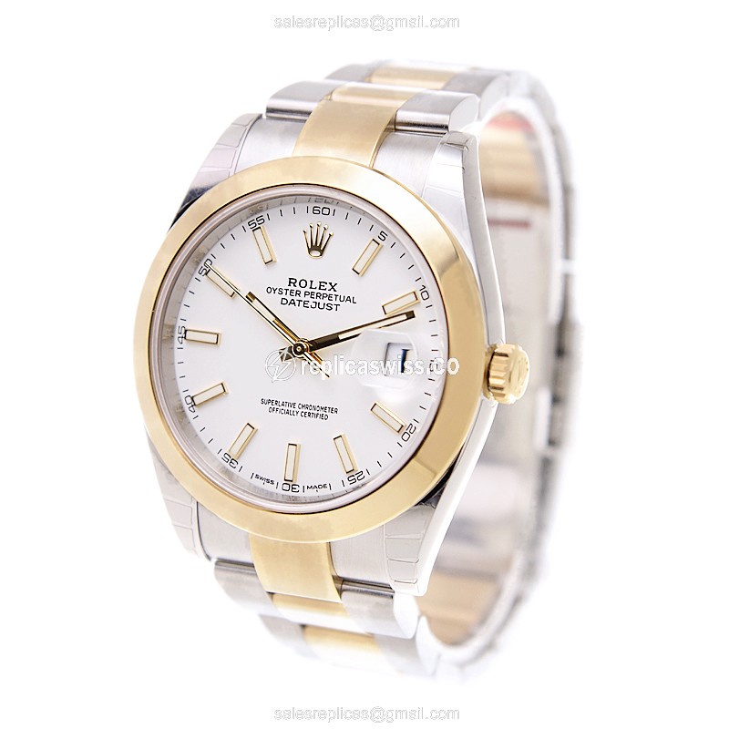 Rolex Datejust Replica - Automatic - 18kt Gold & Steel Case - White Dial - View 3