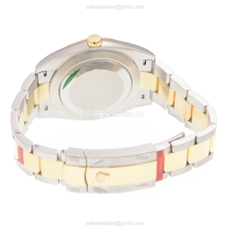 Rolex Datejust Replica: Automatic, 18kt Gold & Steel Case, Black Dial, Gold Clasp - View 4