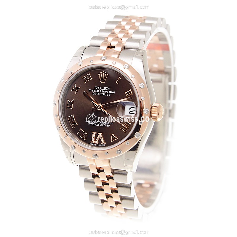 Rolex Lady Datejust 178341BRVIDIA_J - Automatic - Brown Dial - Rose Gold & Steel - View 3