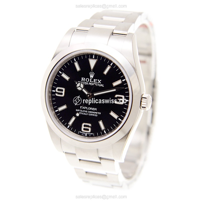 Rolex Explorer Replica - Automatic - Steel Case - Black - Silver Band - View 3