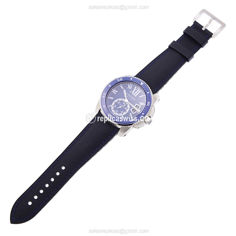 Cartier WSCA0010 Replica - Automatic - Steel Case - Blue Dial - Rubber Strap - View 2