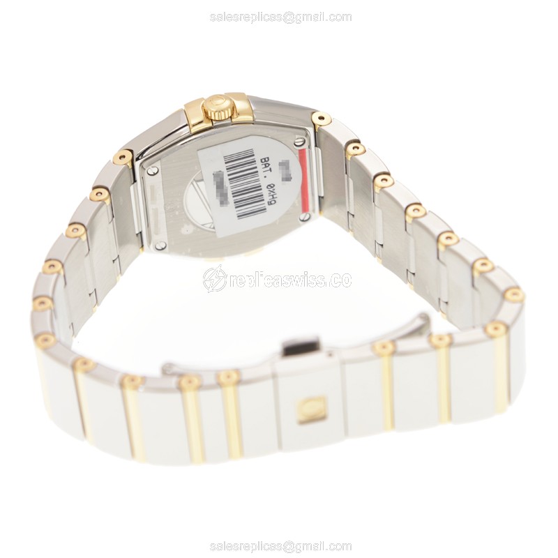 Omega Constellation Replica - Quartz - 18kt Gold & Steel Case - White Dial - Silver Strap - View 4