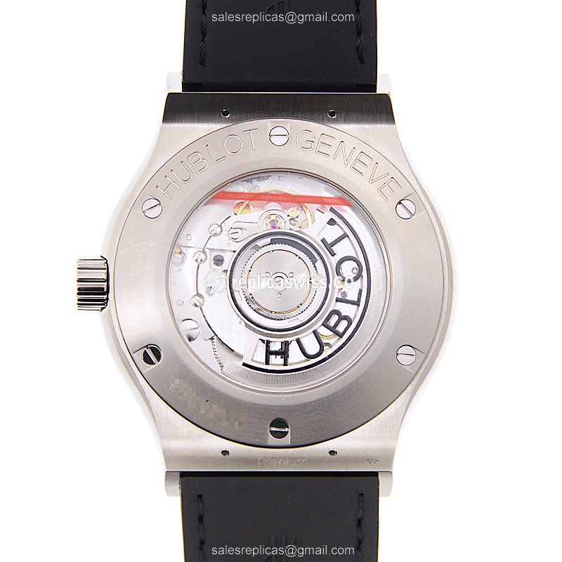 Hublot Classic Fusion Replica - Automatic - Titanium - Black Dial - Black Alligator Buckle - View 3