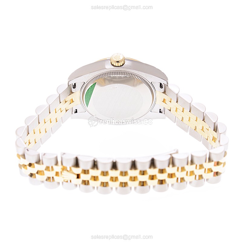 Rolex Datejust Replica - Automatic - 18kt Gold & Steel - Black Dial, Gold Clasp - View 4
