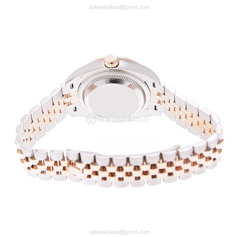 Rolex Lady Datejust Replica - Automatic - Brown Dial - 18kt Gold Case & Strap - Diamond Bezel - View 4