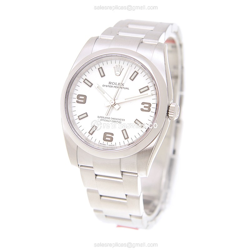 Rolex Oyster Perpetual Auto - Stainless - White Dial - Silver Steel Clasp - View 3