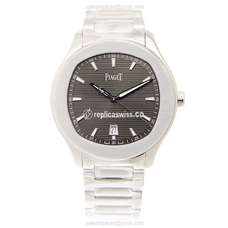 Piaget Polo Automatic - Steel Case - Dark Grey - Silver Steel - Clasp - View 2