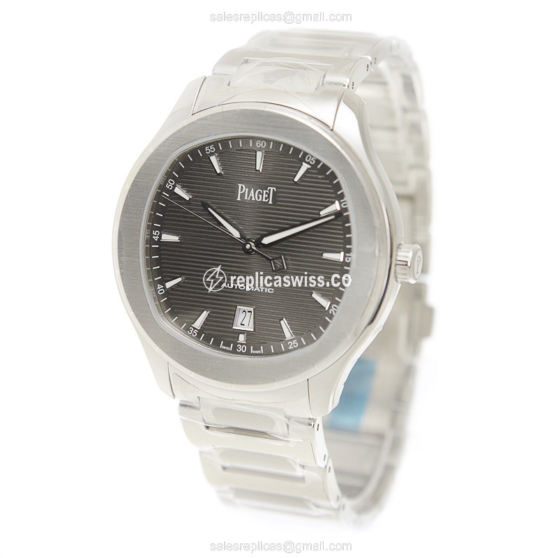 Piaget Polo Automatic - Steel Case - Dark Grey - Silver Steel - Clasp - View 3