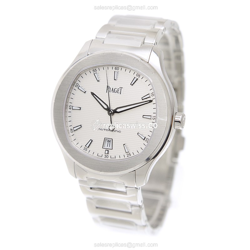 Piaget POLO Replica - Automatic - Silver Steel - Sapphire Crystal - Silver Clasp - View 3