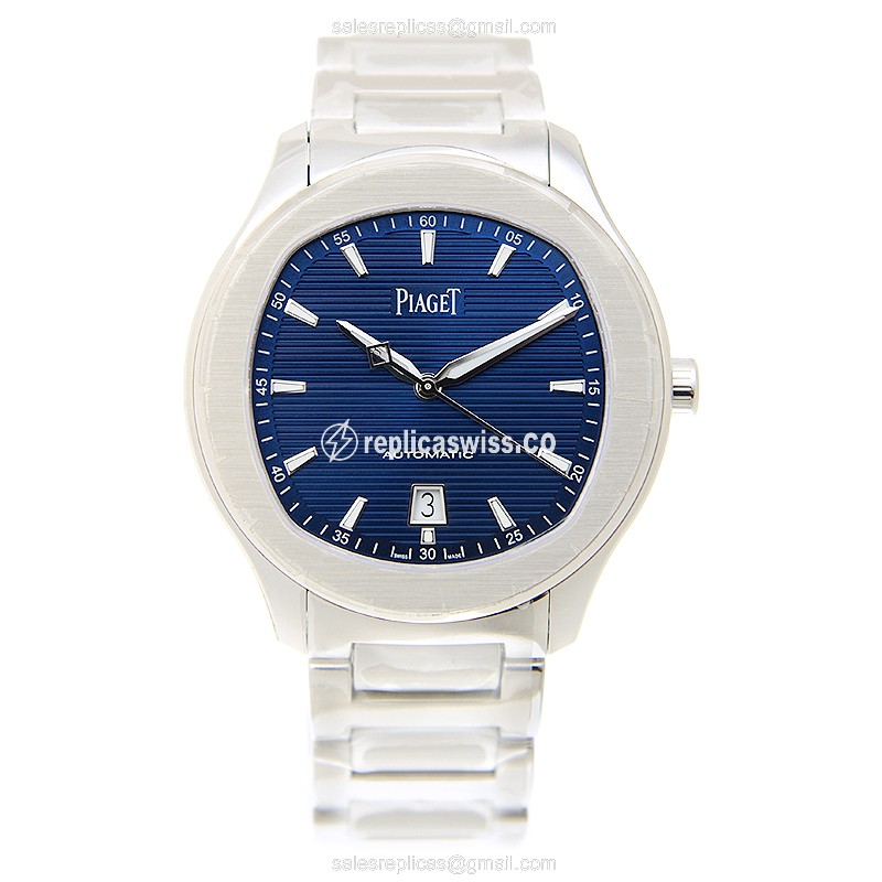 Piaget Polo Replica - Automatic - Blue Dial - Steel Case - Silver Steel Strap - View 2