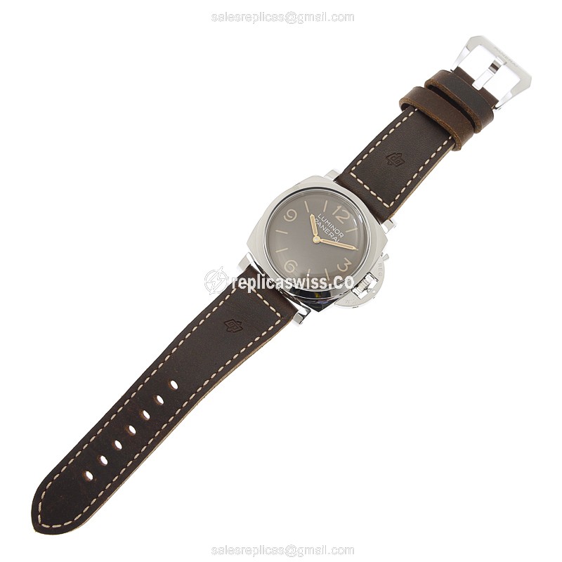 Panerai PAM00663 Luminor Replica - Manual - Steel Case - Brown Dial - Brown Cowhide Strap - Buckle Clasp - View 2