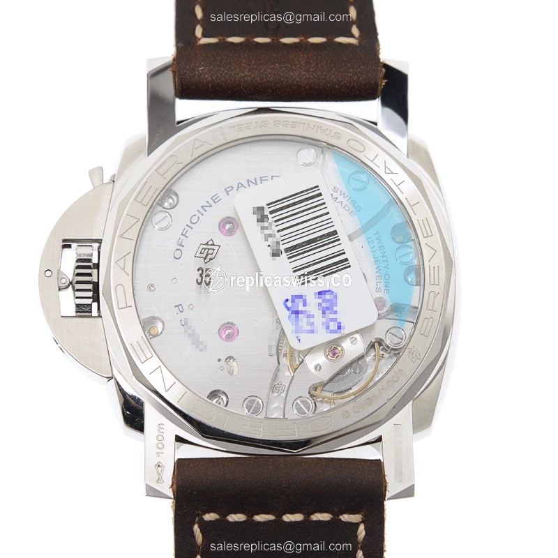 Panerai PAM00663 Luminor Replica - Manual - Steel Case - Brown Dial - Brown Cowhide Strap - Buckle Clasp - View 3
