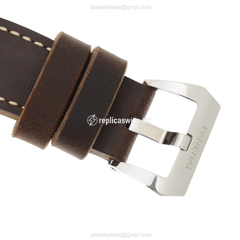 Panerai PAM00663 Luminor Replica - Manual - Steel Case - Brown Dial - Brown Cowhide Strap - Buckle Clasp - View 4