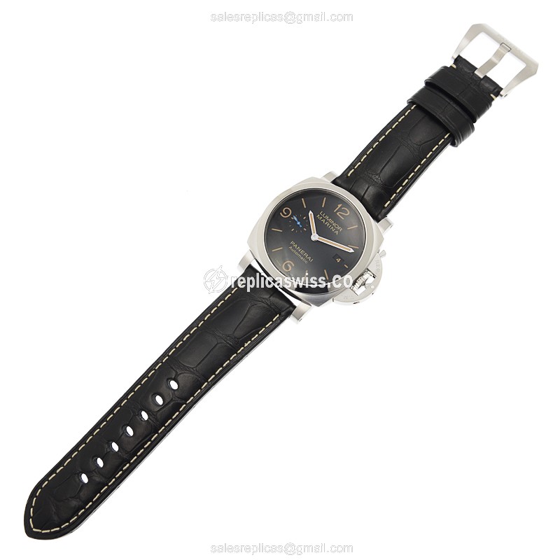 Panerai PAM01312 LUMINOR - Automatic - Steel Case - Black Dial - Alligator Black Strap - View 2
