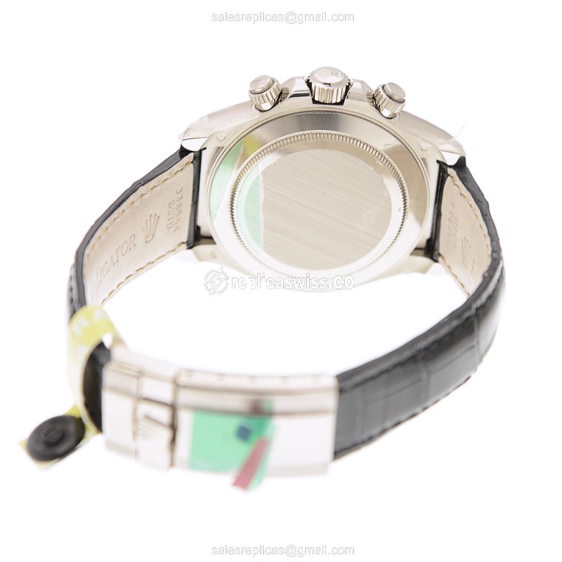 Rolex Daytona Replica - White Gold Case - Diamond Bezel - Silver Dial - Automatic Clasp - View 4