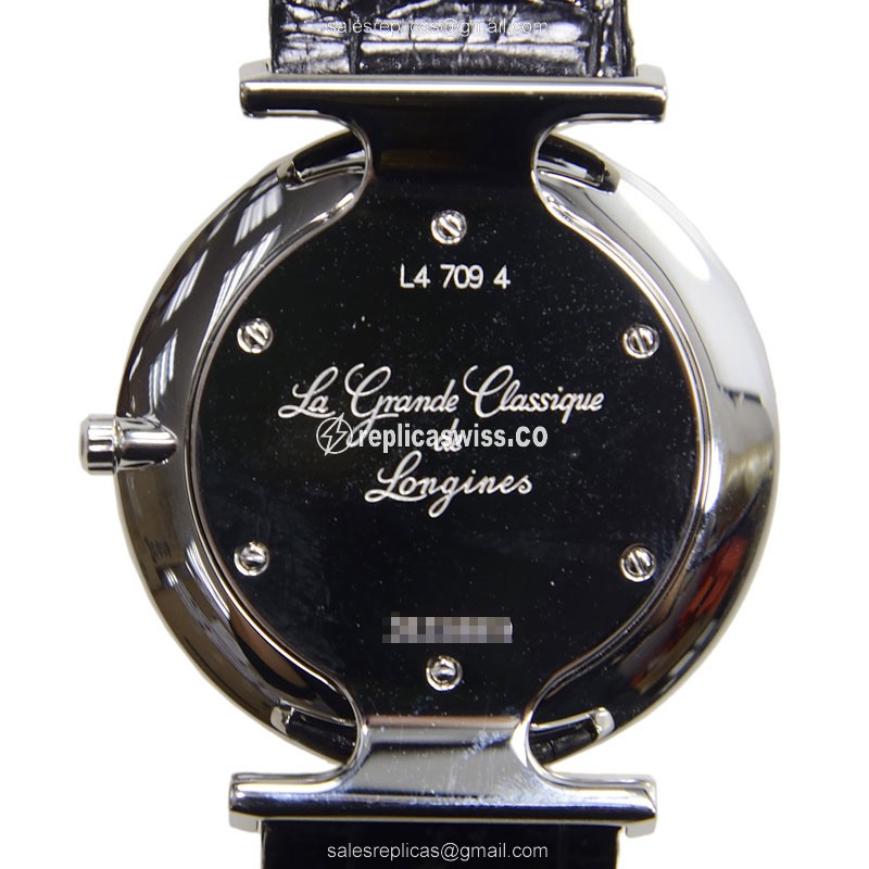 Longines L4.709.4.72.2 Replica - Quartz - Stainless Steel - White Dial on Black Alligator - View 3