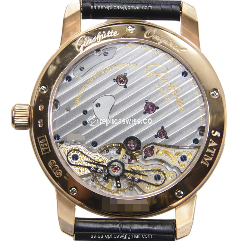 Glashutte 1-65-01-25-15-04 PANO Manual - 18kt Rose Gold Case - Silver Dial - Black Alligator Strap - View 3