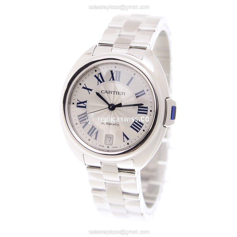 Cartier WSCL0006 Replica - Automatic - Stainless Steel - White Dial - Silver Strap - View 3
