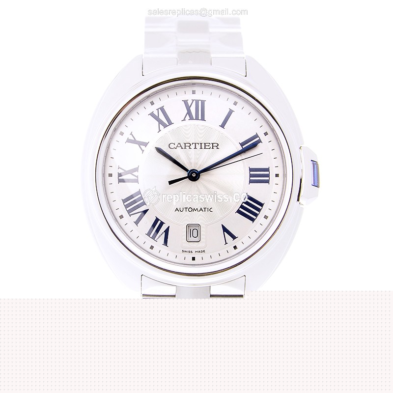 Cartier WSCL0007 CLe De Cartier - Automatic - Steel Case - White Dial - Silver Steel Strap - View 2