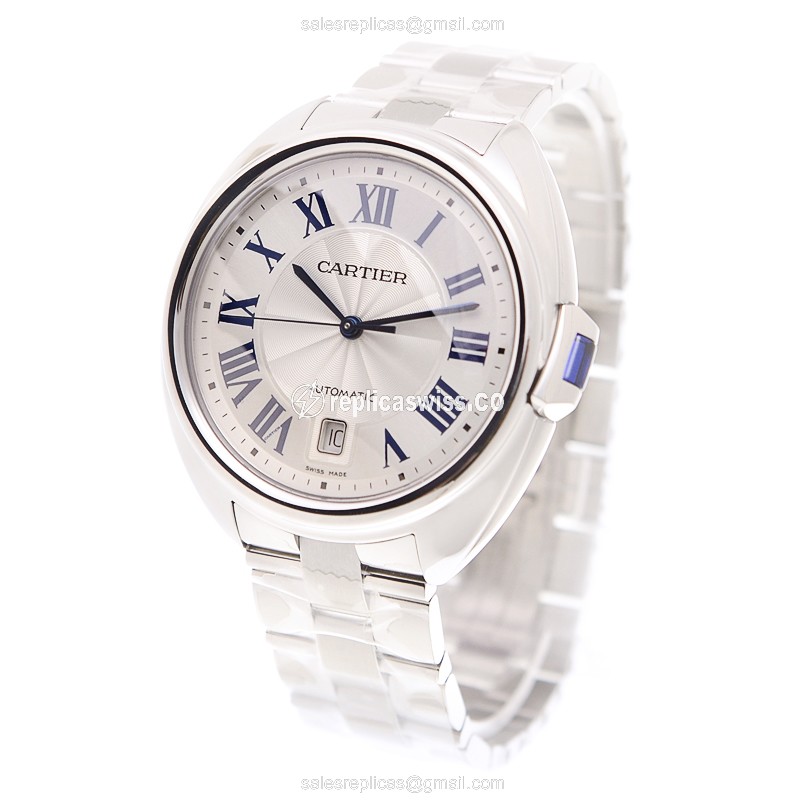 Cartier WSCL0007 CLe De Cartier - Automatic - Steel Case - White Dial - Silver Steel Strap - View 3