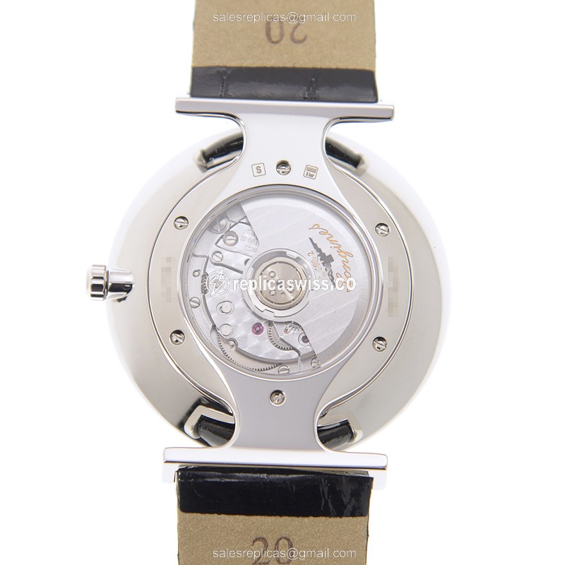 Longines L4.90.8.411.2 Replica - Manual Wind - Steel Case, White Dial, Alligator Black Strap - View 3