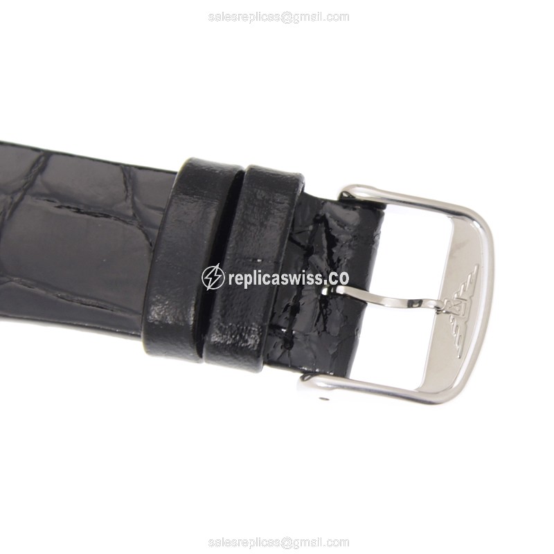 Longines L4.90.8.411.2 Replica - Manual Wind - Steel Case, White Dial, Alligator Black Strap - View 4