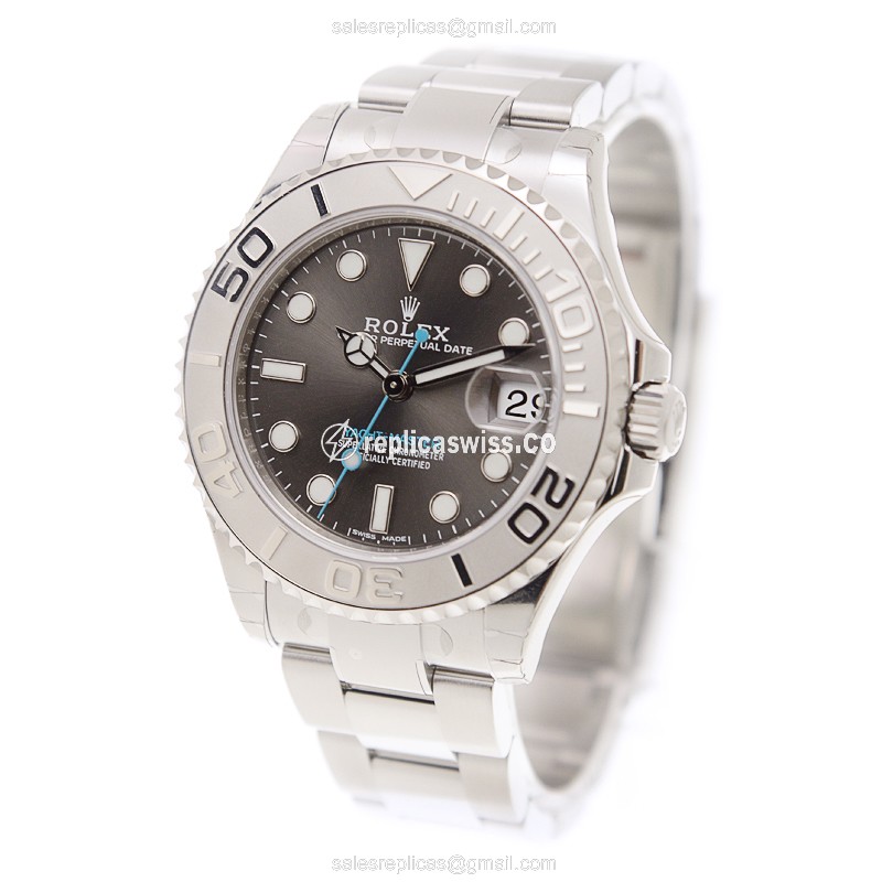 Rolex Yacht Master Replica - Automatic - 18kt White Gold & Steel - Gray Dial - View 3