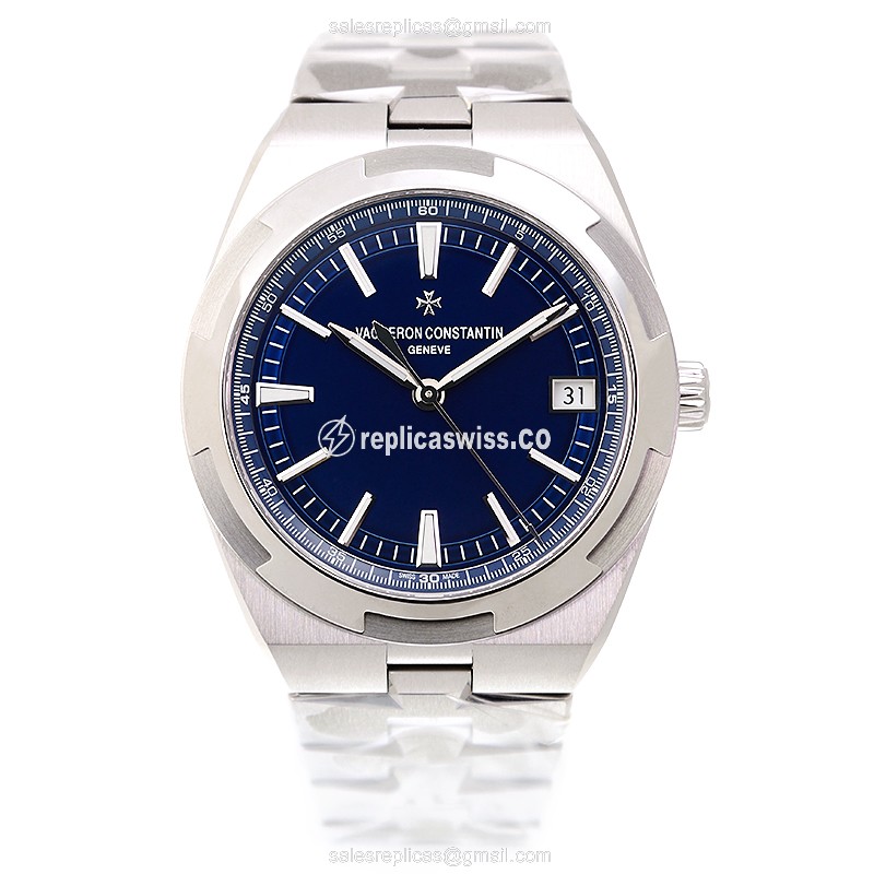 Vacheron Constantin Overseas Replica - Automatic - Stainless Steel - Blue Dial - Silver Strap - View 2