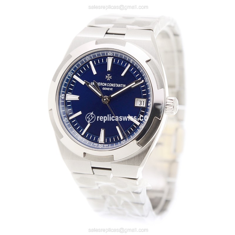 Vacheron Constantin Overseas Replica - Automatic - Stainless Steel - Blue Dial - Silver Strap - View 3