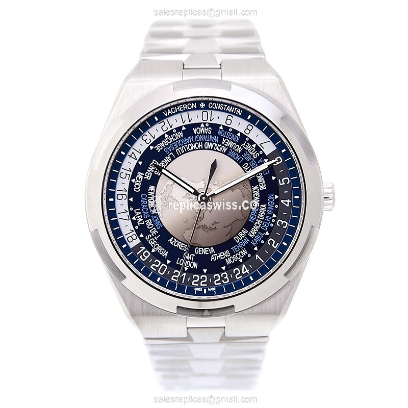 Vacheron Constantin 7700V/110A-B172 Overseas Replica - Automatic - Steel Case - Blue Dial - Silver Steel Strap - View 2
