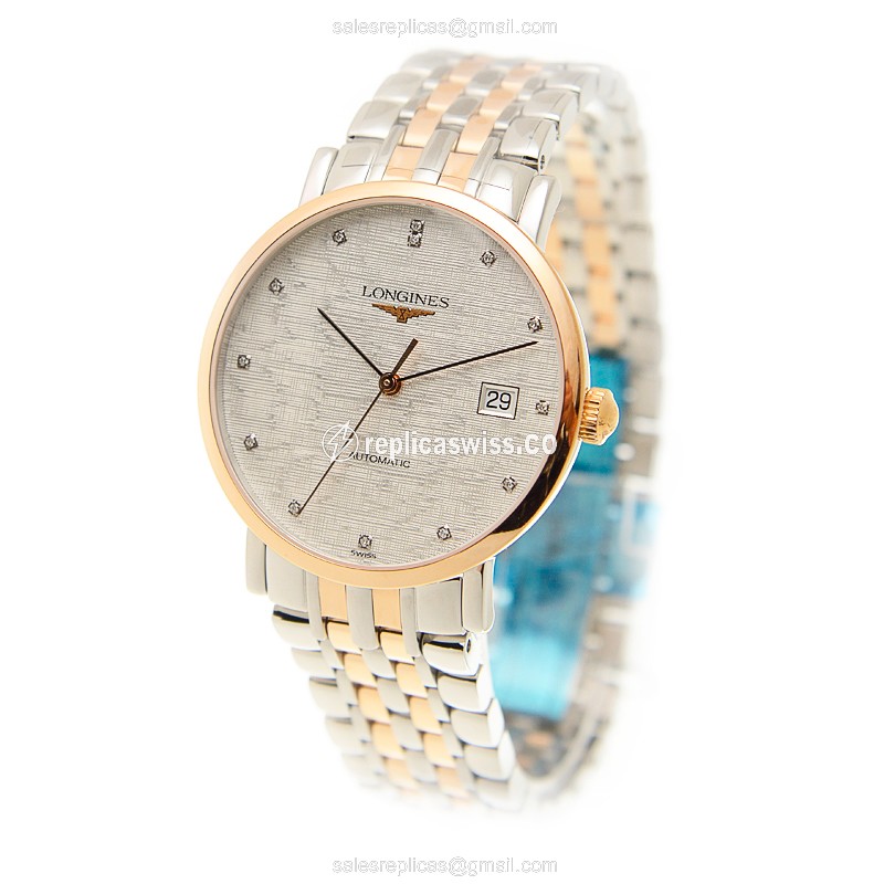 Longines Elegant Replica - Automatic - Silver Dial - Gold & Steel - View 3
