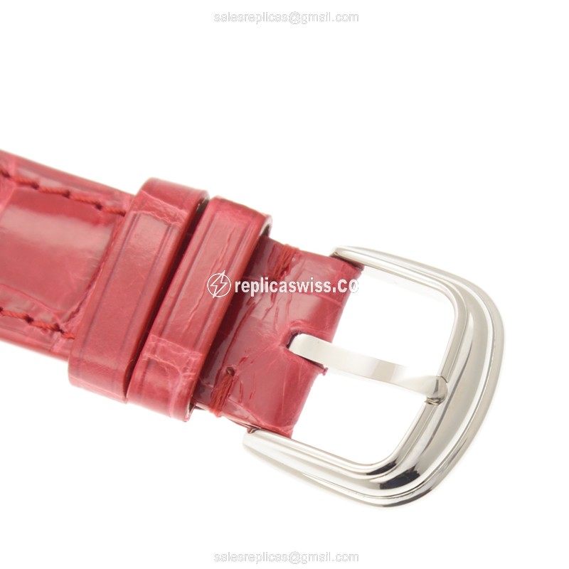 Franck Muller 2852 Replica - Quartz - Stainless Steel Case - White Dial - Red Alligator Strap - View 4