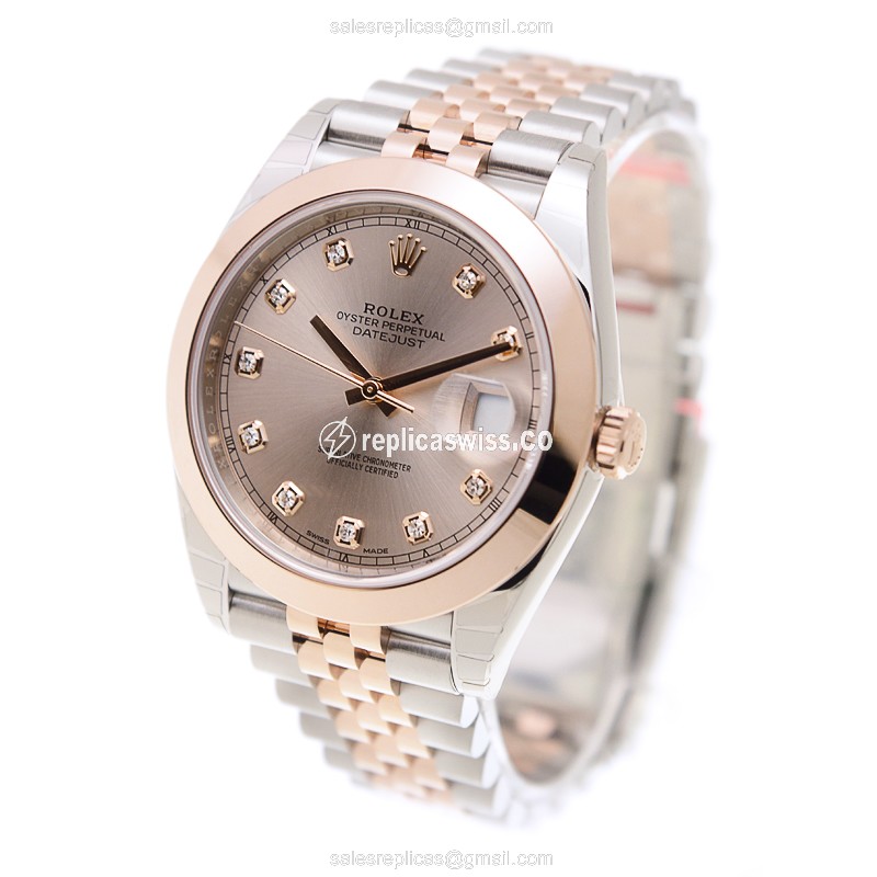 Rolex DATEJUST Replica: 18kt Rose & Steel - Automatic - Pink Dial - View 3
