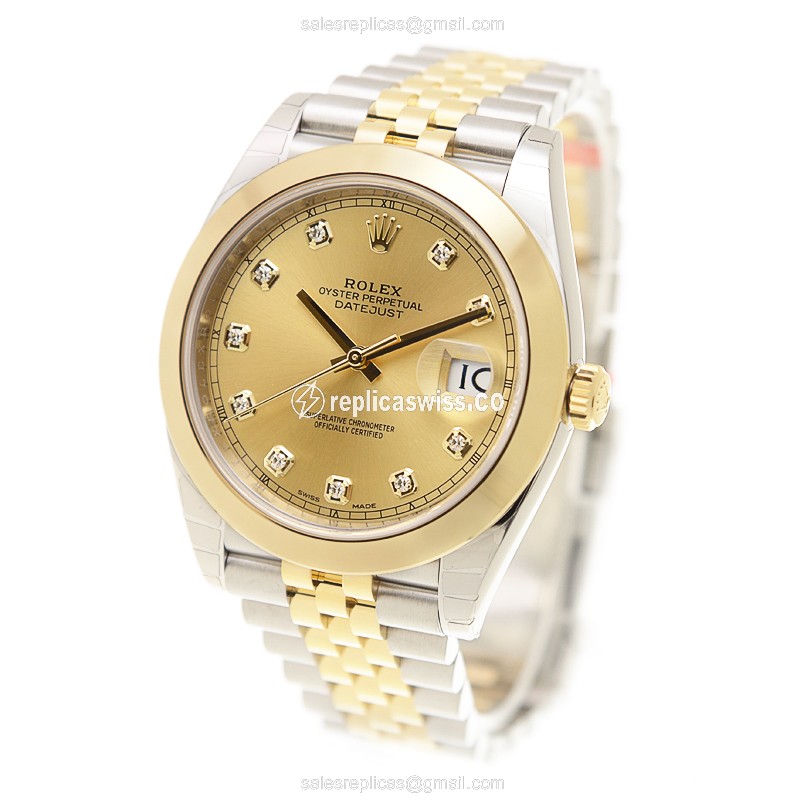 Rolex Datejust Replica - Automatic - 18kt Gold Case, Gold Dial & Clasp - View 3