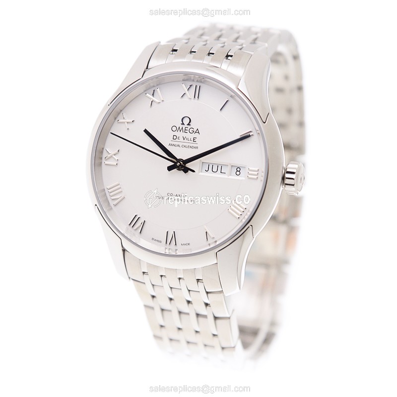 Omega DE VILLE Replica - Automatic - Stainless Steel - Silver Dial - Sapphire Crystal - Silver Strap - View 3