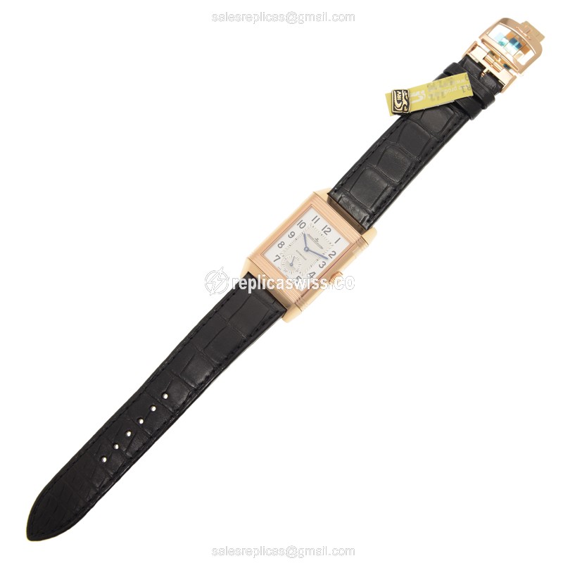 Jaeger-Lecoultre Q3832420 Replica - Automatic 18kt Rose Gold Case - White Dial - Alligator Black Strap - View 2