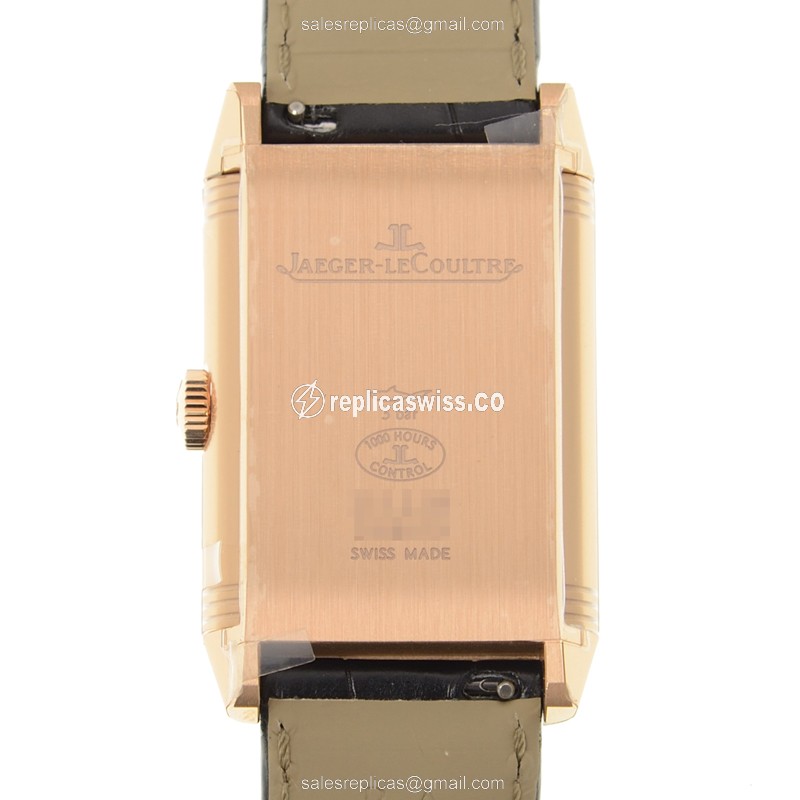 Jaeger-Lecoultre Q3832420 Replica - Automatic 18kt Rose Gold Case - White Dial - Alligator Black Strap - View 3