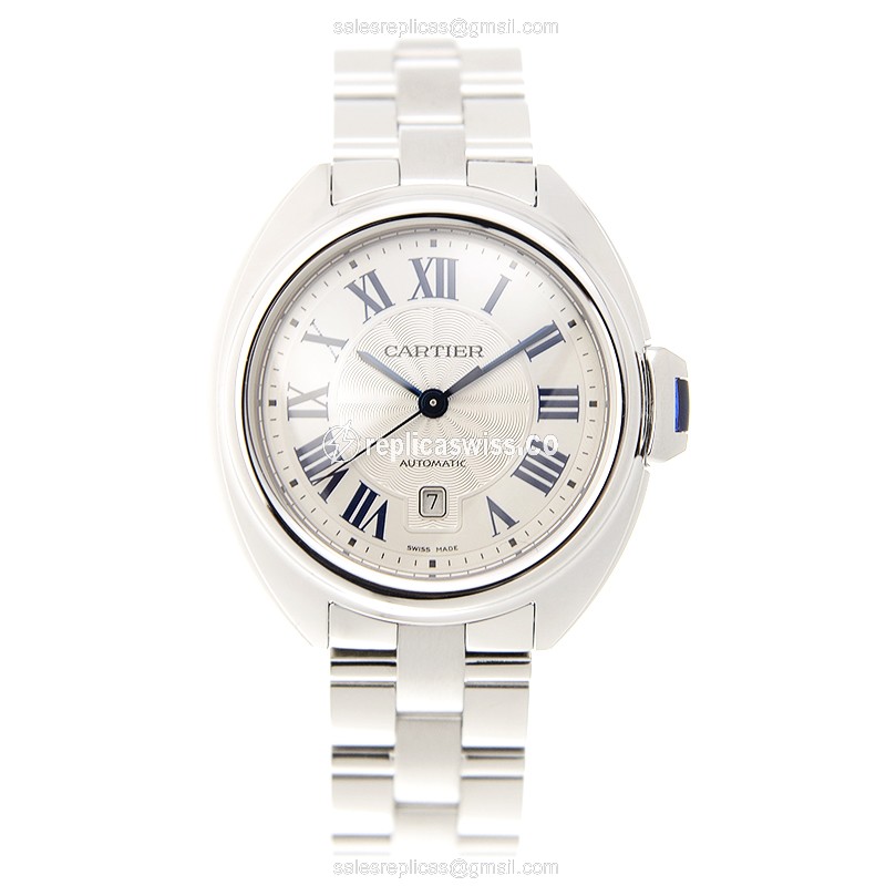 Cartier WSCL0005 Replica - Automatic - White Dial - Silver Steel Strap - View 2