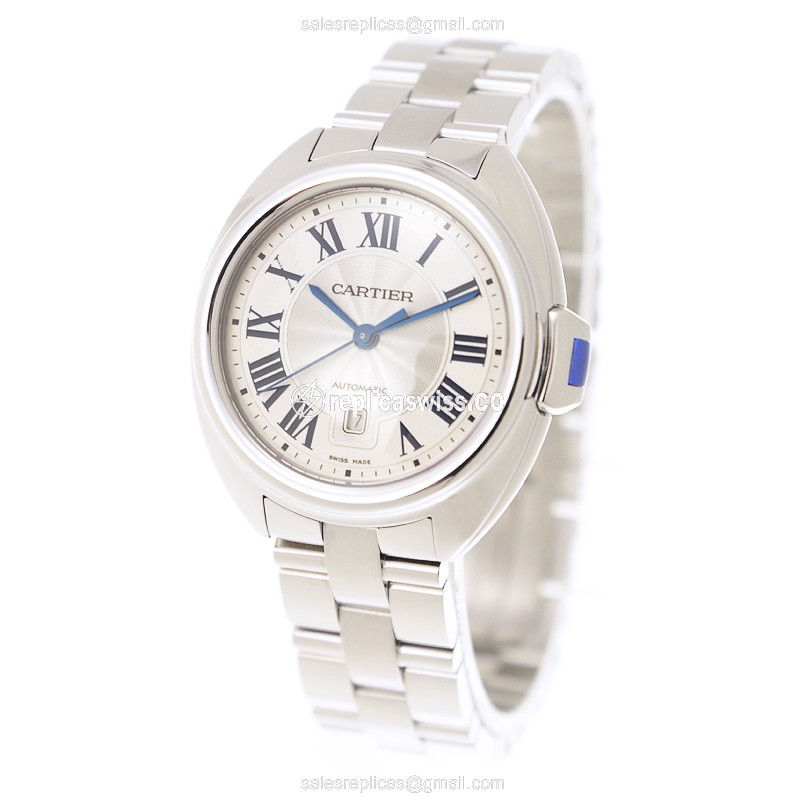 Cartier WSCL0005 Replica - Automatic - White Dial - Silver Steel Strap - View 3