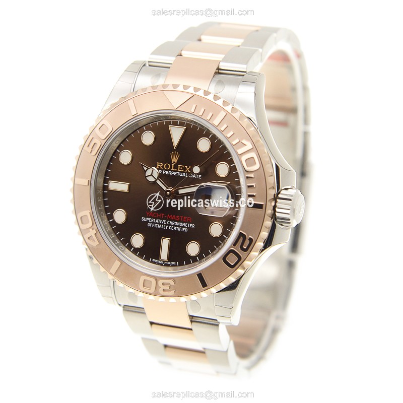 Rolex Yacht Master Replica - Automatic - 18kt Rose Gold & Steel Case - Brown Dial - View 3