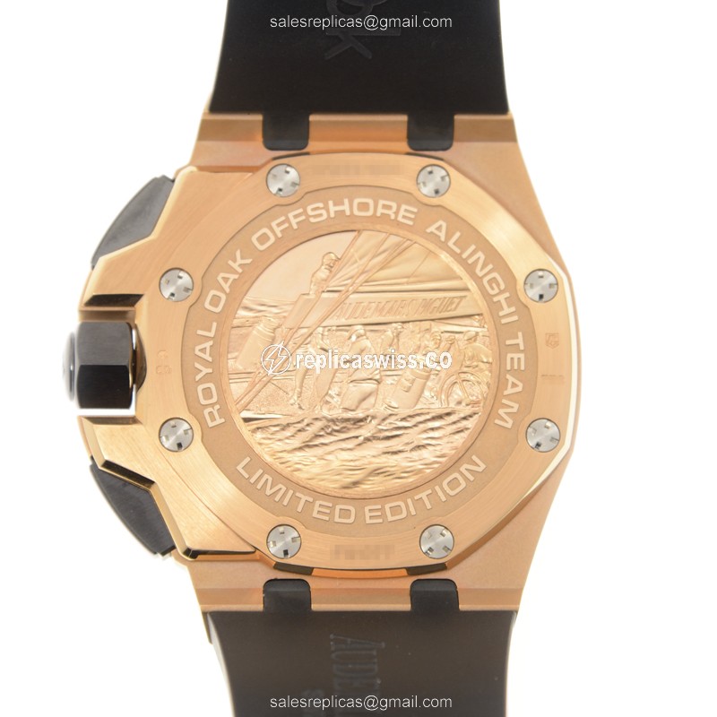Audemars Piguet Royal Oak Offshore Replica - Auto 18kt Rose Gold - Black Dial - Rubber Black Buckle - View 3
