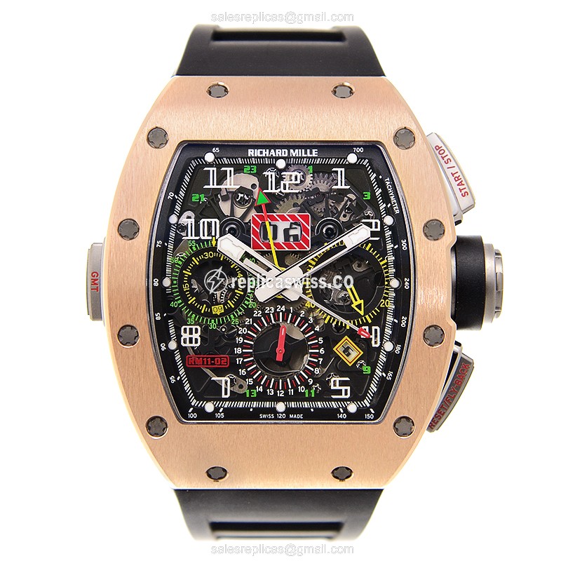 Richard Mille RM11-02 - Automatic - 18kt Rose Gold - Black Dial - Rubber Strap - View 2
