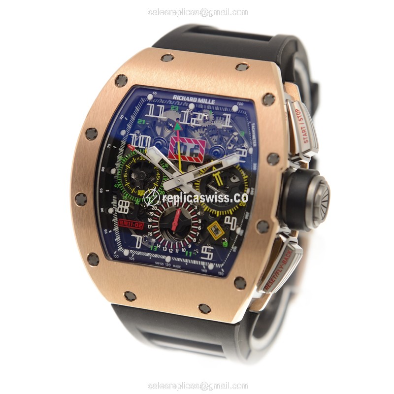 Richard Mille RM11-02 - Automatic - 18kt Rose Gold - Black Dial - Rubber Strap - View 3