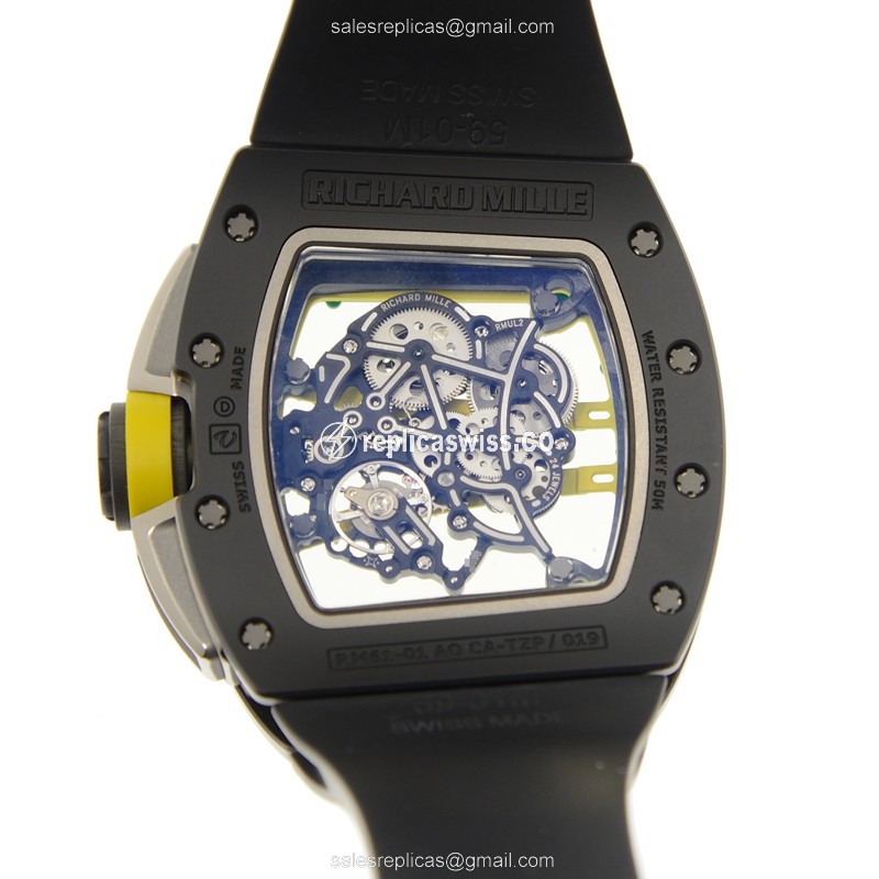 Richard Mille RM61-01 Replica - Automatic - Ceramic Case - Skull Dial - Black Rubber Strap - View 3