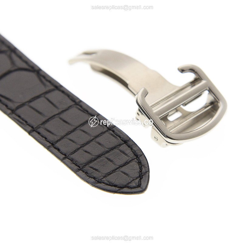 Cartier DRIVE DE CARTIER Replica - Automatic - Steel Case, White Dial - Black Alligator Strap - View 4